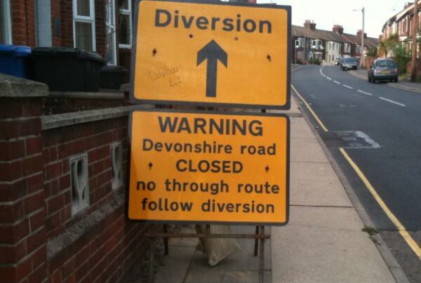 Courtesy Road Signs showing a Road Closure