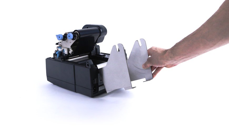 Fit CLS621 roll holder onto the rear of the printer