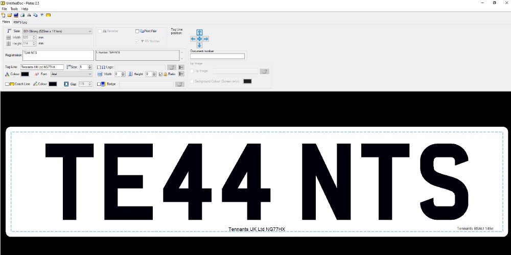 Printing Number Plates - Tennants