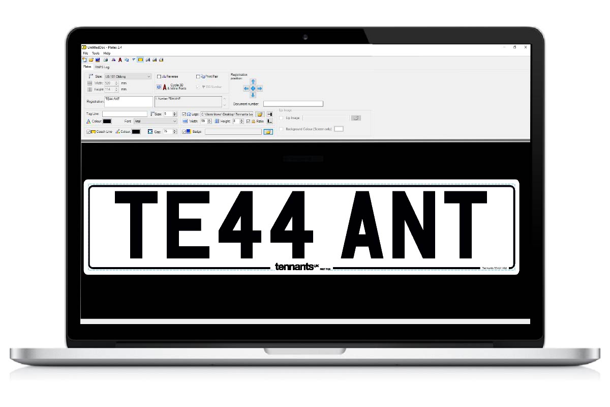 Our number plate software LG Plates running on a laptop