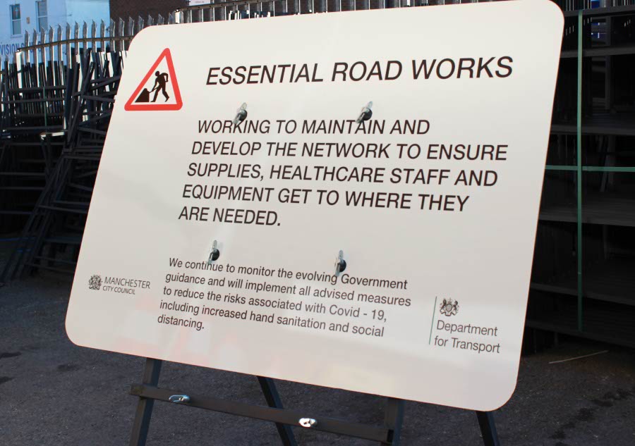 A bespoke Traffic Sign made for essential road works
